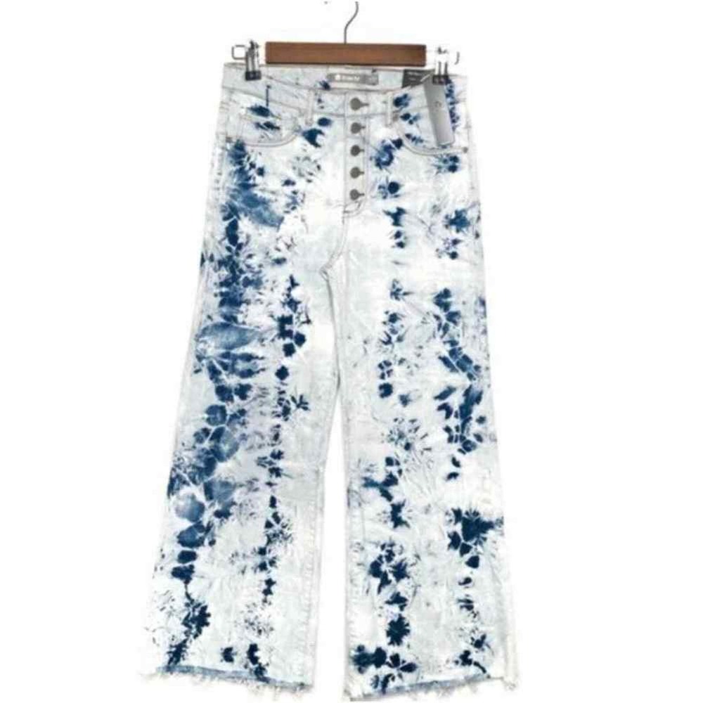TRACTR INDIGO dyed blacked high rise culotte‎ wide leg jeans size 28